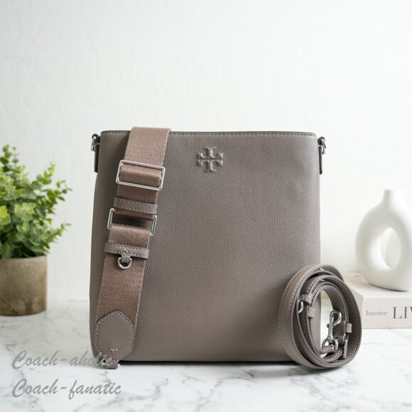 NWT Tory Burch Thea Swingpack Leather Crossbody in Wild Mushroom - Picture 1 of 10